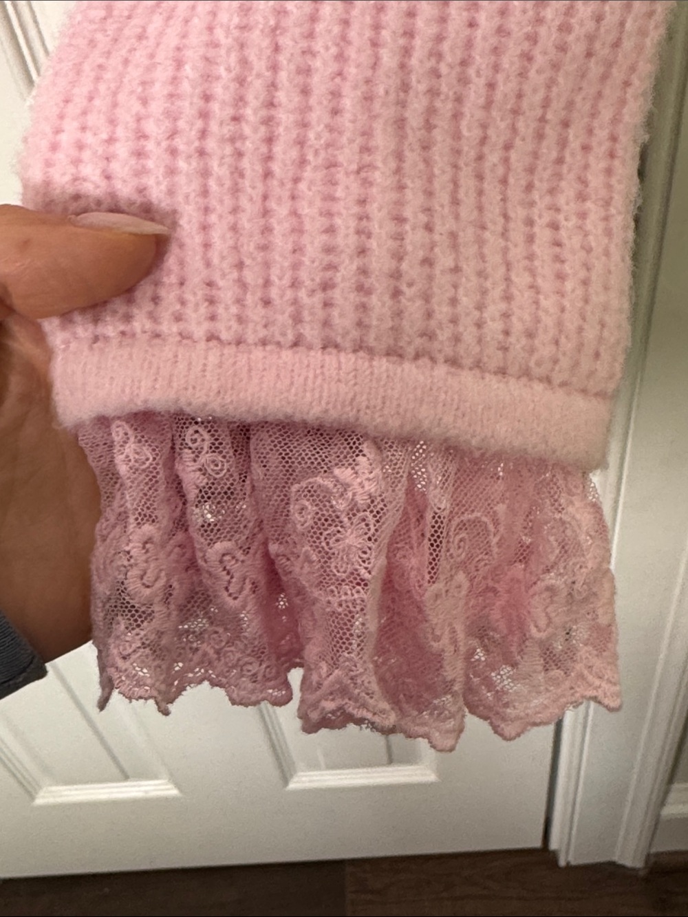 Altar’d State Pink Coquette Cardigan Lace Trim Heart Button Balletcore Sweater S - Picture 4 of 6